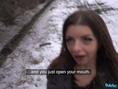 Schlampe, Schwarz, Braunhaarige, Hd, Pov, Öffentlich, Strümpfe, Ablutschen