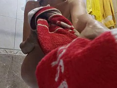 毛深い, 淫乱熟女, パンティ, オマンコ, シャワー, スカート