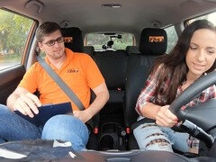 European babes Amaris and Lucy Heart take driving lessons in the wild and get super naughty