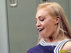 Lyra Law rides Sean Lawless' hard cock on the floor