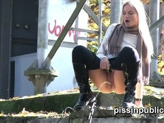 お尻, ブーツ, 茶髪の, コンピレーション, 女, アウトドア, 公共, 一人