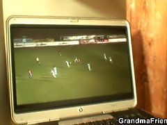 Granny swallows two cocks