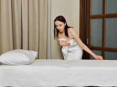 美女, デカパイ, 茶髪の, カップル, レズビアン, ロシア人, ティーン, オッパイの