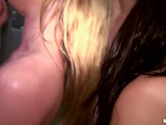 お尻, 美女, ビッチ, フェラチオ, グループ, 自然山雀, パーティ, ティーン