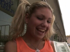 Tiny vixen Aubrey Addams gets old men's bucks for sex