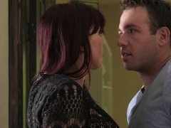 デカパイ, フェラチオ, 茶髪の, 顔射, キス, 淫乱熟女, 魅力的