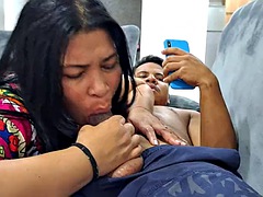 My stepmom watches me masturbate and gets horny part 2 suck my cock
