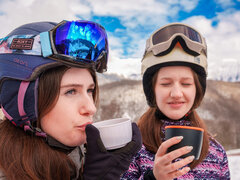 Horny girls being kinky girls as well after snowboarding