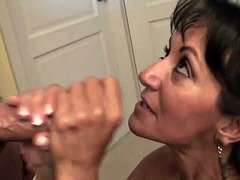 デカパイ, フェラチオ, 熟年, 妻