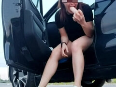 素人, 車, ハードコア, オナニー, オーガズム, 小柄, 奴隷, おもちゃ