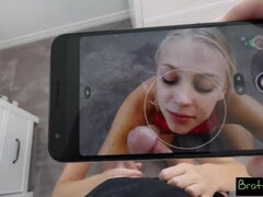 Blonde, Sucer une bite, Frère, Hard, Petite femme, Chatte, Rasée, Nénés