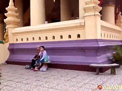 Chinese woman is not shy about her unshaven cunt in front of a guy
