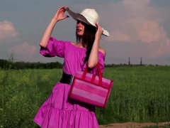 超カワイイ, お尻, 美人, ドレス, フランス人, アウトドア, ふっくら乳首, 一人