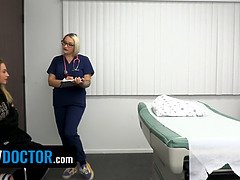 Kyler Quinn enjoys a wild ride in the doctor's office with her big nipples bouncing