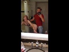 Fucking Tiny Petite Young College Freshman I met at College Town Club in Hotel Bathroom