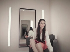 美女, 茶髪の, 女, オナニー, オーガズム, 公共, ヒモパン, おもちゃ