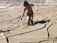 Stuck And Horny - Big tits covered in dirt and mud - fetish solo with BBW brunette mom