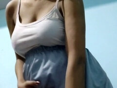 Gros seins, Petite amie, Indienne, Embrassement, Masturbation, Mamelons, Chatte, Serré