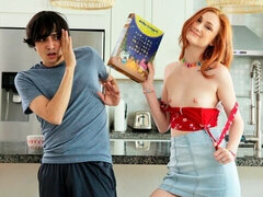 Cute-looking redhead hottie Scarlet Skies sucks with pleasure