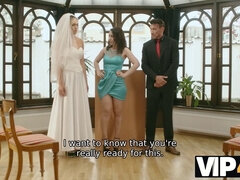 Watch Briana Bounce and Marco Banderas in stockings get intimate with each other during a steamy wedding night