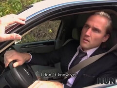 Rondborstig, Auto, Man die toekijkt, Gezichtspunt, Kousen, Zuigen, Bruiloft, Vrouw