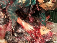 Nahrung, Handschuhe, Leder, Nackt, Satin, Nass