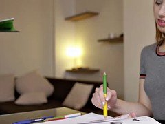 In den arsch, Blasen, Braunhaarige, Lecken, Lingerie, Lehrer, Jungendliche (18+), Titten