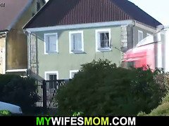 Atrapados, Engañando, Abuelo, Enorme, Marido, Al aire libre, Montar, Tetas