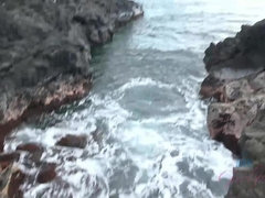 Leie, Strand, Blondine, Blasen, Füsse, Pov, Muschi, Rasiert