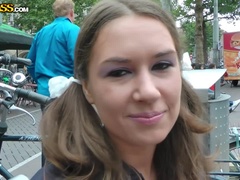 Anaal, Bruinharig, Hakken, Ondergoed, Buiten, Doordringend, Openbaar