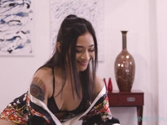 Ass licking, Fetish, Footjob, Gagging, Interracial, Massage, Natural tits, Wet