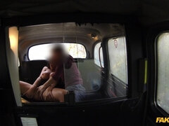 Huge Set Of Tits Hop Into Cabbie's Backseat For A Fuck - POV blowjob by sexy brunette mom