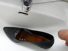 Piss in co-workers high heel