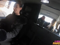 Juggy female taxi driver Lady Gang joins horny couple