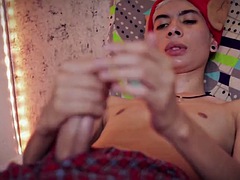 Queue, Homosexuelle, Branler, Fille latino, Masturbation