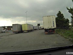 ブロンド, 車, ヨーロピアン, アウトドア, 公共, ヤリマンの