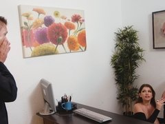 Steaming hot secretary April Dawn fucks her bald boss