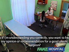 Doctor with small tits satisfies her patient's restlessness with a hard fuck in fakehospital
