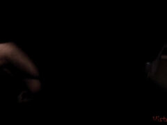 Hooded obedient on a leash with sadomasochistic domina - POINT OF VIEW