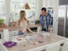 Kinky stepsister gets pleasantly fucked in the kitchen