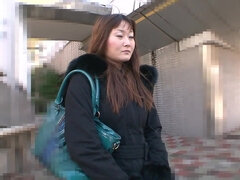 Old Japanese lady fucks hard dick while in the woods