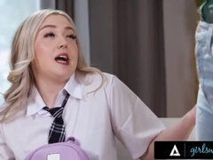 Lesbian MILF Reya Lovenlight Seduces Petite Stepdaughter Eva Nyx With Strap-On Rough Sex