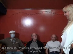 Mature slut Th&eacute;r&egrave;se gets a gang-bang in a retirement home