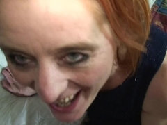 Kinky mature slut getting a mouth full of cum