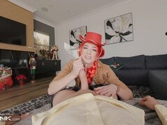 VR parody: Redhead cowgirl River Lynn gives a deep blowjob to Woody in Toy Story costume play