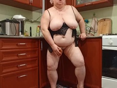 Hot MILF Zona901 Uses Big Vibrator in Kitchen - Big Tits & Ass Solo Masturbation