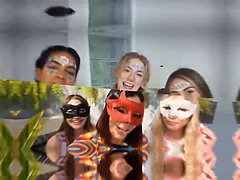 Blowjob, Foursome, Huge, Lesbian, Natural tits, Riding, Screaming, Threesome