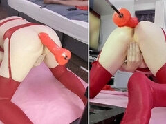 素人, ブロンド, イギリス人, ディルド, マシーンファック, オナニー, 淫乱熟女, 一人