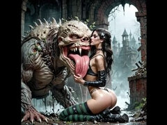 AI Dungeon Sluts 57: Kleio Fucked By Moss Monster With AI Voice - Big Cock Blowjob & Deep Throat Teen