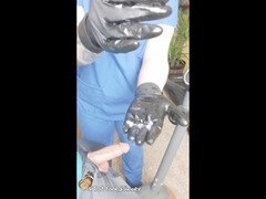 Amateur, Big cock, Cumshot, Doctor, Gloves, Handjob, Tattoo, Uniform